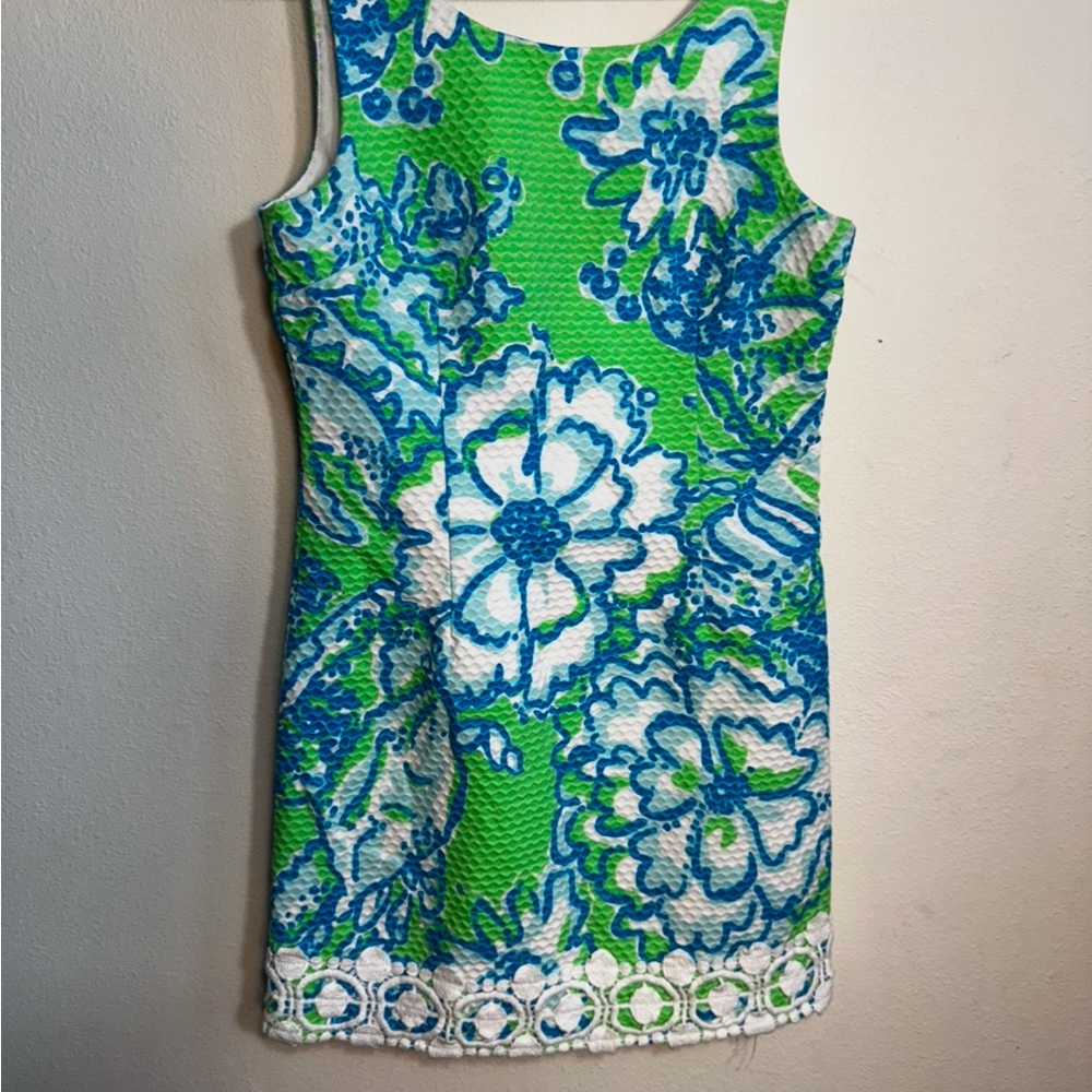 Lilly Pulitzer Green Blue White Floral Shift Dress